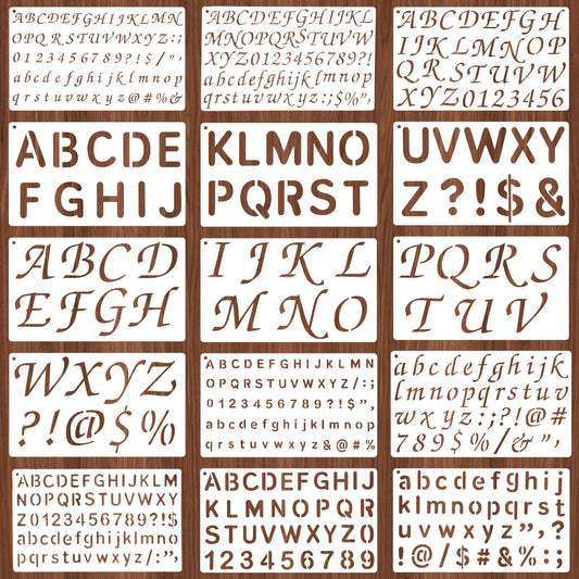 1/3, 1/2, 3/4, 1, 2 Inch Letter Plastic Stencils for Painting, Reusable Small Letter Stencils 15 PCS Number and Alphabet Small Stencil for Painting Crafts Art Projects
