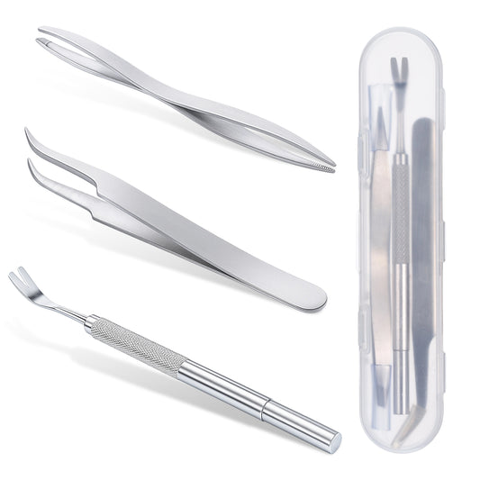 Exircy 3 Pack Tick Remover Kit, Stainless Steel Tick Remover Tweezers Tools for Cats and Dogs