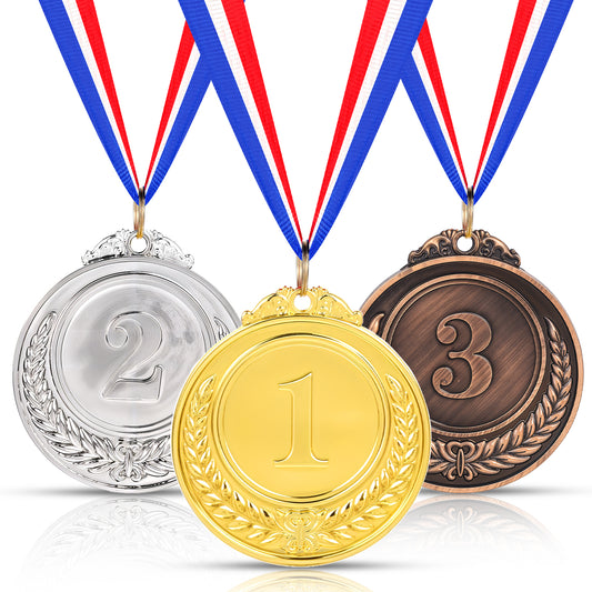Styquenzer Gold Silver Bronze Medals for Awards, 3 Pieces Number Medals Metal Winner Medals 1st 2nd 3rd Place Medals Award Medals with Ribbon for Sports Competitions Prizes Party Favours Office Games