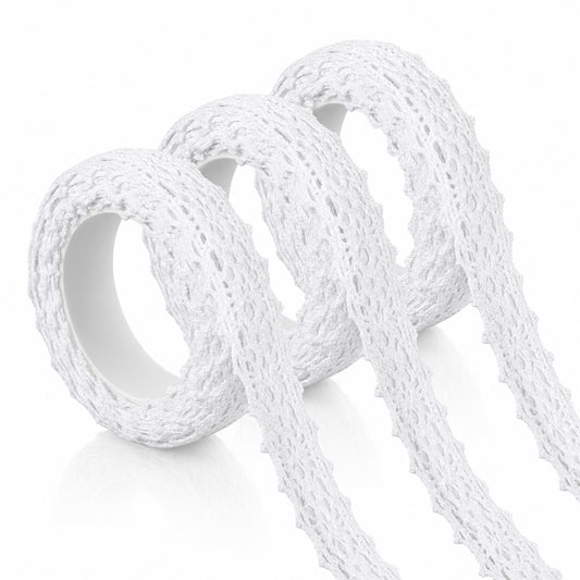 3PCS Self-Adhesive Lace Tape Lace Ribbon, 0.6" Wide 1.86Yard Laces Pattern Self-Adhesive Tapes, DIY Scrapbooking Laces Tape Sticker for Scrapbook Drawers Cups Books Hats Bags Crafts