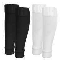 2 Pairs Shin Guard Sleeves, 34cm/13.4" Precut Soccer Socks, Shin Guard Socks Adult, Basketball Football Leg Sleeves for Men Women Youth Adults Sports (Black, White)