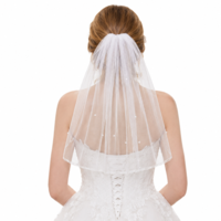 Fibraze Bachelorette Veil for Bride Short Wedding Veil 2-Tier Mini Veils for Bachelorette Party Bridal Veils Headband Gift Bridal Shower Decorations 50cm/19.69" (White)