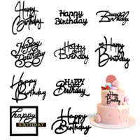 10 Pack Happy Birthday Cake Topper Black Mirror Cake Topper Acrylic DIY Cupcake Toppers Side Cake Decorations Cake Inserts Cake Decorating Supplies for Birthday Party Cake Desserts