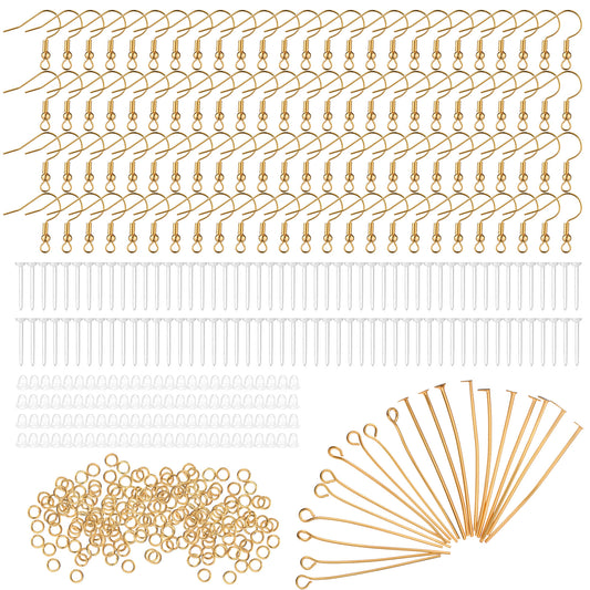 Qulkws 1000 Pcs Earring Making Supplies Kit Earring Findings Supplies Earrings Hooks for Jewelry Making Earrings Makings Kit with Hooks, Pins, Jump Rings, Backs and Plastic Ear Needles