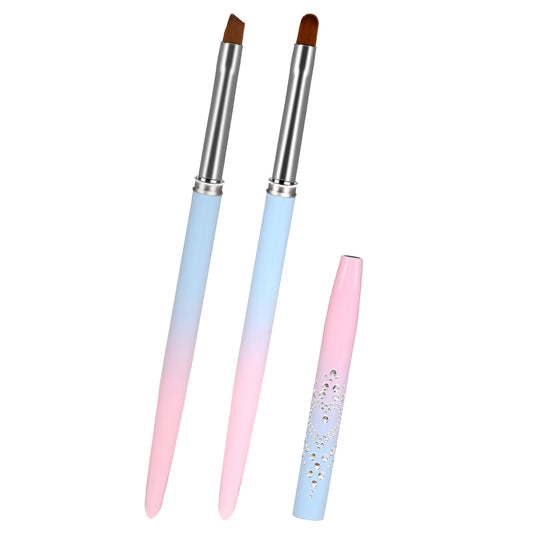 Sliverdew Nail Art Clean Up Brushes, 2Pcs Round&Angled Nail Painting Brushes Professional Nail Design Brushes , Finger Nail Polish Brush for Cleaning Mistake on the Cuticles