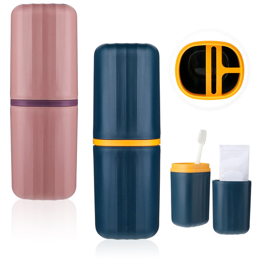 2 Pcs Travel Toothbrush Cup Case, Toothbrushes Toothpaste Separate Storage Wash Cup, Portable Multifunctional Toothbrush Holder, Toothbrush Holder Case for Traveling, Camping, Business Trip