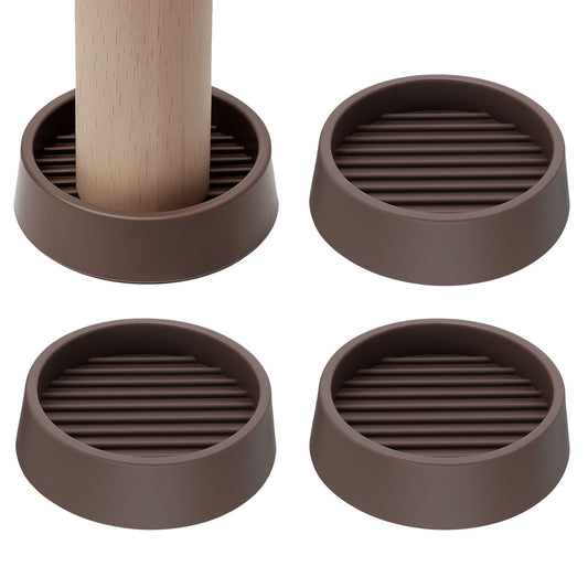 2x2 Round Rubber Caster Cups, Couch Stoppers to Prevents Sliding, Non-slip Furniture Pads Non Skid Furniture Grippers Anti Skid Leg Coasters Protector Rubber Feet for Furnitures Couch (Brown, 4 Pack)