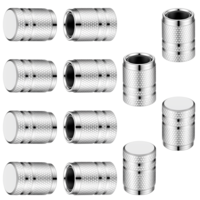 12PCS Tire Valve Stem Caps, Metal Tire Valve Caps, Silver Aluminum-Plastic Composite Tire Air Caps for Trucks Cars Motorcycles Suvs and Bikes