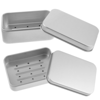 2PCS Aluminum Travel Soap Container with Lid, Bar Soap Travel Case Self Draining Soaps Dish, Metal Storage Rack, Portable Moisture Resistant Soaps Holder for Camping Home Bathroom Storage