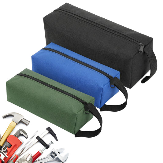 3 Pcs Multipurpose Tool Bags, Small Tool Bag Zipper Bags Waterproof Tools Organisers Canvas Tools Storage Bag Organiser for Garage, Factory, Office (Blue, Green, Black)