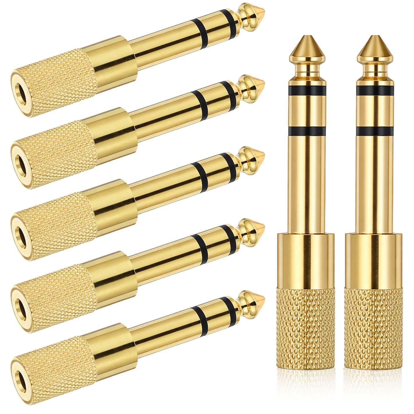 Qulkws 7 Pcs 3.5mm to 1/4" Adapter Headphone Jack Adapter 1/4" to 3.5mm Adapters Stereo Audio Jack Adapters for Aux Cable Headphones Piano Drums Guitar Amplifier