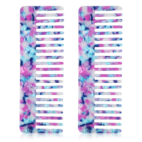 2 Pcs Large Bright Violet Wide Tooth Comb Acetate Wet Hair Comb 5.5 Inches Detangling Combs for Long Short Curly Thick Hair Wet and Dry Use