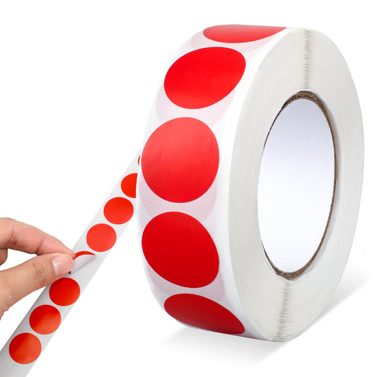 1000 Pcs 19mm Red Dot Stickers Red Round Sticker Waterproof Circle Stickers Color Coding Label for Office Shop Home Classroom Marking