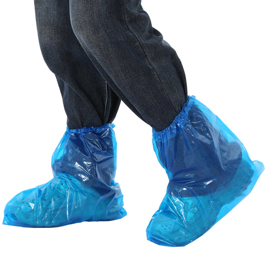 EupHHonycs 10 Pairs Disposable Non-Slip Shoe Cover, Boot Covers, 30 * 28 cm, Thickened Waterproof Plastic Boot and Shoe Covers for Children, Blue