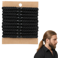 10 PCS Braided Hair Ties for Men, Black Mens Hair Ties No Damage Crease Hairties, Buns Curly Thick Elastic Hairs Tie for Guys Long Hairs, Workout Office Daily Use