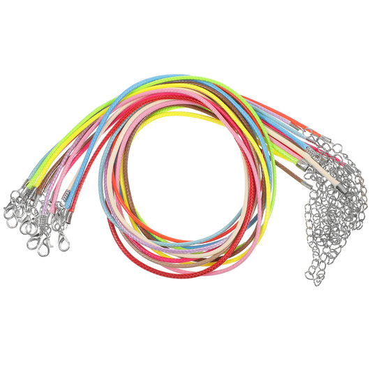 Leather Necklace Cord, 10 Pcs Mixed Color Rope Necklace for Women Adjustble Waxed Necklace String with Lobster Claw Clasp for Jewelry Making, Necklace, Bracelets, Beads, Pendants (2mm, 50cm)