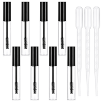 8 Pcs Empty Mascara Tube, Empty Mascara Tube and Wand with Droppers, Refillable Plastic DIY Cosmetic Container, Leak-Proof Plastic Bottles for Castor Oil Eyelash Growth Oil