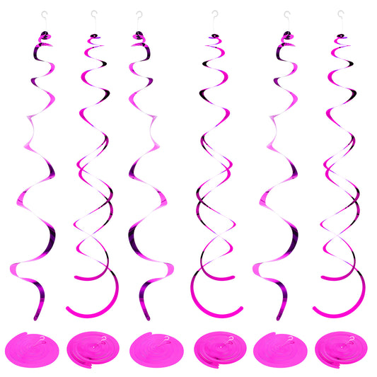 30 Pcs Party Swirl Decorations Hot Pink Party Hanging Swirl Decorations Plastic Streamer Plastic Metallic Streamer for Ceiling