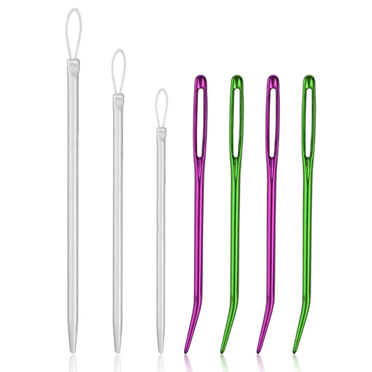 7 Pieces Curved Darning Needles Sewing Needles Blunt Needles with Large Eyes Wool Needles Yarn Knitting Needles for Hand Sewing Crafts