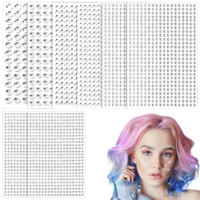 8sheets Face Gems Hair Gems Rhinestone Stickers, Self Adhesive Rhinestones Self-Adhesive Face Jewels 3/4/5/6/8/10 Mm DIY Face Gems Stick on Hair Diamonds, Bling Jewel Stickers for Makeup Body Face Eye