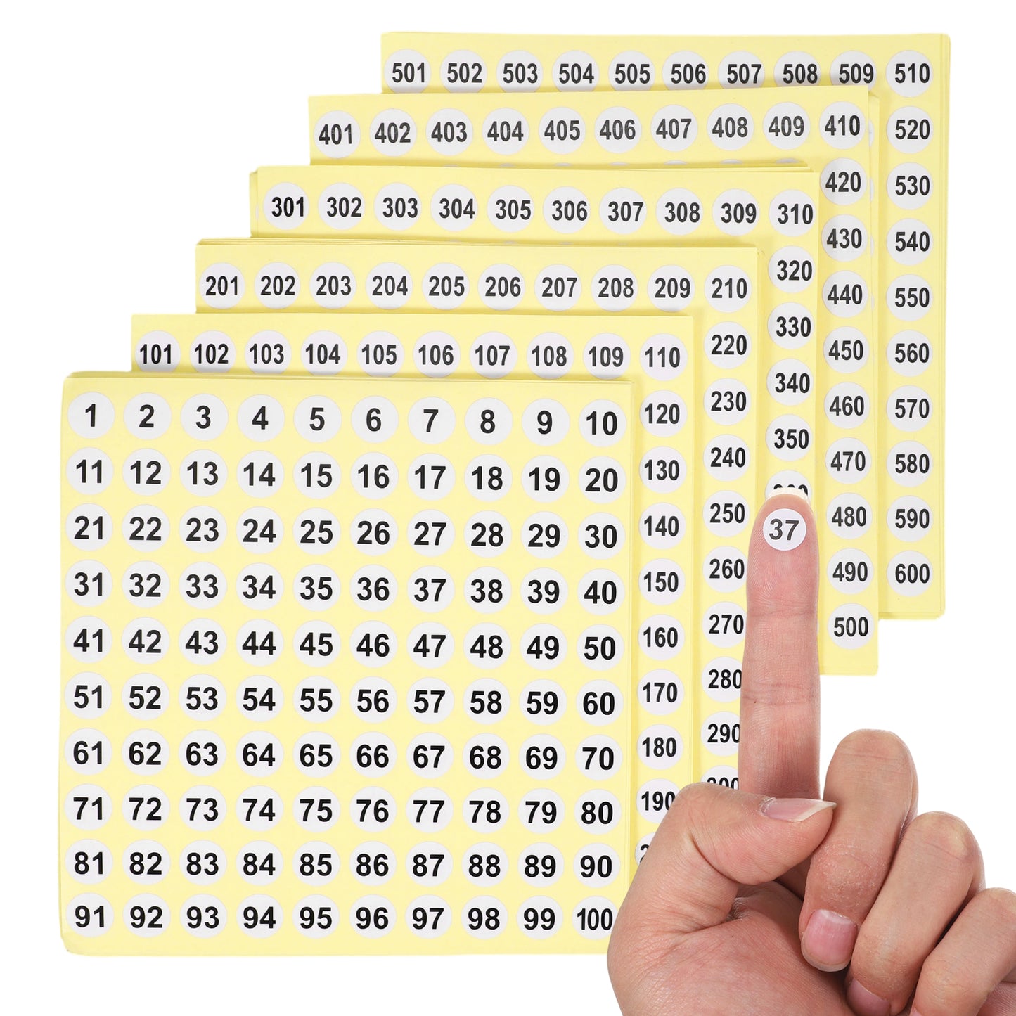 90 Sheets Round Number Sticker 1-600, 9000 Pcs Small Self Adhesive Numbers Labels 0.4 Inch Consecutive Number Decals Signs for Inventory Organizing Storage Classification Boxes Toolbox Indoor Outdoor