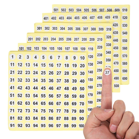 90 Sheets Round Number Sticker 1-600, 9000 Pcs Small Self Adhesive Numbers Labels 0.4 Inch Consecutive Number Decals Signs for Inventory Organizing Storage Classification Boxes Toolbox Indoor Outdoor