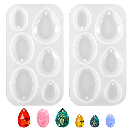 2PCS Water Drop Resin Molds Silicone, Oval Pendant Resin Molds, Resin Jewelry Molds with Hanging Hole, Resin Pendant Mold for DIY Crafts Earring Necklace Jewelry Making