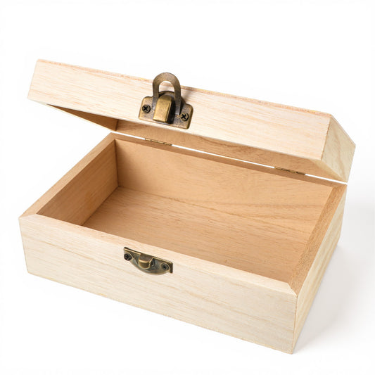 Unpainted Wooden Box with Hinged Lid, 5.9"X3.93"X2.4" Unfinished Wood Box Small Decorative Pine Wood Boxes Decorate Wooden Boxes with Locking Clasp for Crafts Wedding DIY Jewelry Gift Storage