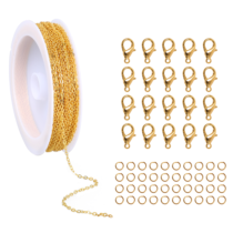 32.8 Feet Gold Chain for Jewelry Making Necklace Link Chains Metal Bracelet Making Jewelry Chains with 40PCS Lobster Clasps 80PCS Jump Rings for DIY Necklace Bracelet Jewelry Making Supplies