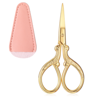 Embroidery Scissors, 3.6 Inch Small Crochet Scissors with Leather Cover, Stainless Steel Sharp Pointed Blades Stork Shaped for Crafts, Knitting, Sewing, Needlework, Artwork, DIY Tool