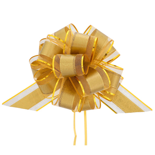 Psyqtsuary 8 Pcs Large Pull Bows, Gold Gift Bow 6 Gold Bows for Gift Wrapping Gift Wrap Present Bow Gold Christmas Bows Wedding Ribbon Bows for Flower Decorations Valentine's Day Gift Decorations