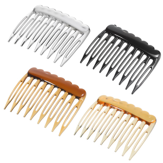 24pcs Women Hair Combs Side Combs for Fine Thin Hair Accessories Plastic Side Hairs Clips Decorative Twist Comb Clips for Women Girls Bridal Wedding (Black, Transparent, Brown)