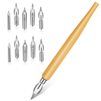Jxiwfvl 11 Pieces Stainless Steel Comic Pens Nib Set Drawing Comic Pens Nib Ink Pen Nibs Fountain Pen Nibs Drawing Calligraphy Dip with Wooden Holder for Writing Signing Painting Present