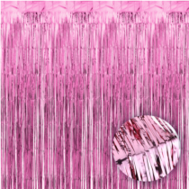 InnoHHustle 2pcs 3ft x 8.3ft Pink Foil Fringe Curtains Streamers