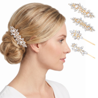 Gold Hair Accessories, Rhinestone Clips, Bridal Pins for Wedding