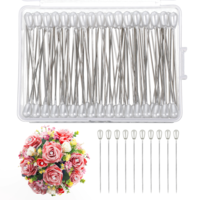 100 Pcs Corsage Pins Teardrop Pearl Sewing Long Straight Wedding Bouguet White Pins for Wedding, Jewelry, Flower DIY Decoration, Quilting and Craft