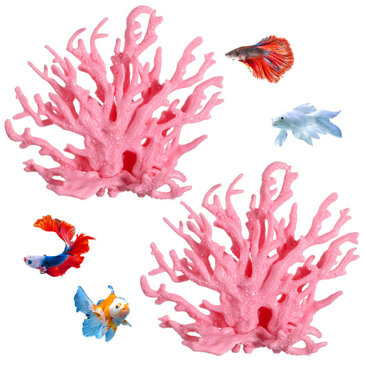 Bruislard Coral Decor 2 PCS Pink Fake Coral Corals for Fish Tank Aquarium Corals Decoration 12.8x5.4x11.1cm