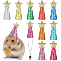 Mini Party Hats with Sequins 10 PCS Stuffed Animal Party Hats Mini Birthday Hat Adjustable Cats Dog Party-Hats for Hamster Hedgehog Lizard Reptile Birthday Cake Toppers Accessories