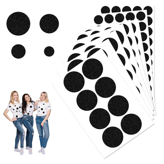 Black Adhesive Felt Circles, 202 Pieces Black Felt Sheets Sticky Felt Pads Fabric 4 Sizes Felt Dot Stickers for Halloween DIY Projects Crafts Costume Clothes Party Decorations Supplies