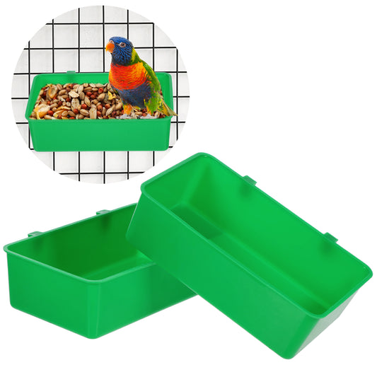 2 Pack Bird Water Bowl, Bird Water Feeder Tray, D-Shaped Plastic Hanging Feeder for Cage, Parrot, Parakeet, Cockatiel, Conure, Food Dish for Small Birds (Green)