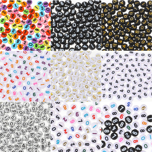700 Pcs Mixed Color Number Beads 0-9 Colorful Number Beads 7x4mm Acrylic Number Beads for DIY Jewelry Making Necklaces Bracelets Keychains Handmade(9 Colors)