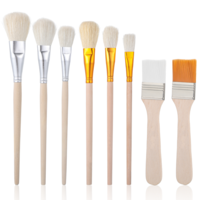 8 PCS Mop Brush for Acrylic Painting Professional Blending Brush Assorted Size Artist Brushes with Wooden Handle for Acrylic, Watercolor, Gouache Oil