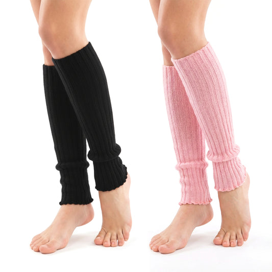 Ezymivs 2Pairs Leg Warmers for Women Girls Ribbed Knit, Fashion Knits Warm Leg Warmers, Knit Long Legs Warmer, 80s Party Dance Sports Socks for Skating Daily Wear
