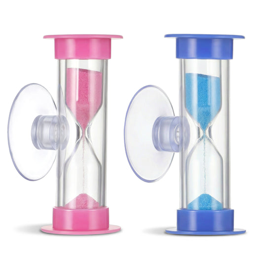 2 Minute Sand Timer, 2 Pcs Plastic Sand Watch for Toothbrush Blue Pink