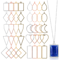 40 Pack Hollow Frame Pendants 10 Styles Alloy Open Bezels Open Back Bezel Pendants Resin Craft Bezels Jewelry Molds DIY Craft Supplies for Earrings Necklaces Jewellery Making Supplies(4 Colors)