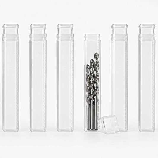 Jxiwfvl 6Pcs Drill Bit Storage Tubes with Caps Drill Bit Organizer Case Extendable Plastic Empty Tubes for Countersink and Replacement Drills Bits Diameter 12mm