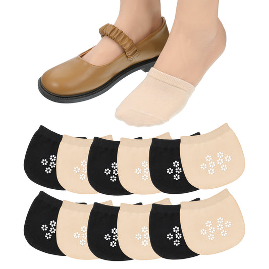 InnoHHustle 6 Pairs Toe Topper Socks No Show Liner Half Seamless Socks Non Slip Half Sock Soft Seamless Liner Sock Toe Covers