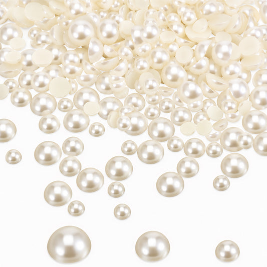 800PCS Cream Flatback Pearl for Crafting Half Pearls for Bedazzling Clothes