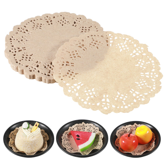Paper Doilies, 200 Pcs 3.5 Inch Lace Doilies Paper Round Disposable Placemats Brown-Doilies for Tables Dessert Trays Party Craft Wedding Birthday Cakes Tableware Decorations (Brown)