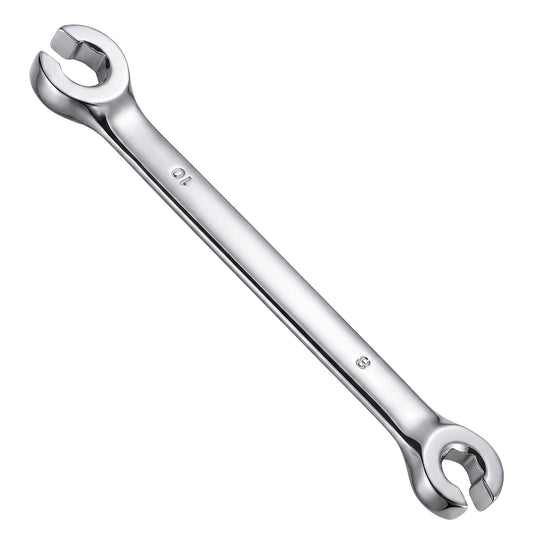 Vin Beauty 8mm x 10mm Flare Nut Wrench, Double Open End CR-V Chrome Vanadium Steel Metric Line Wrench, 15-Degree Offset Design for Brake Line Fuel Lines Transmission Repair, Automotive Tool